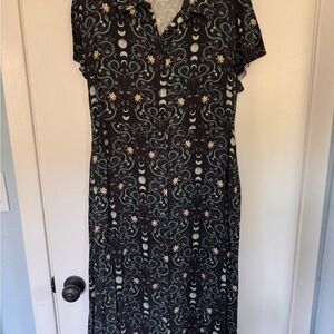 Disturbia Black and Green Patterned Dress with Snakes & Moon Phases